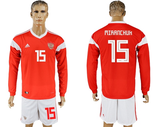 Russia #15 Miranchuk Red Home Long Sleeves Soccer Country Jersey